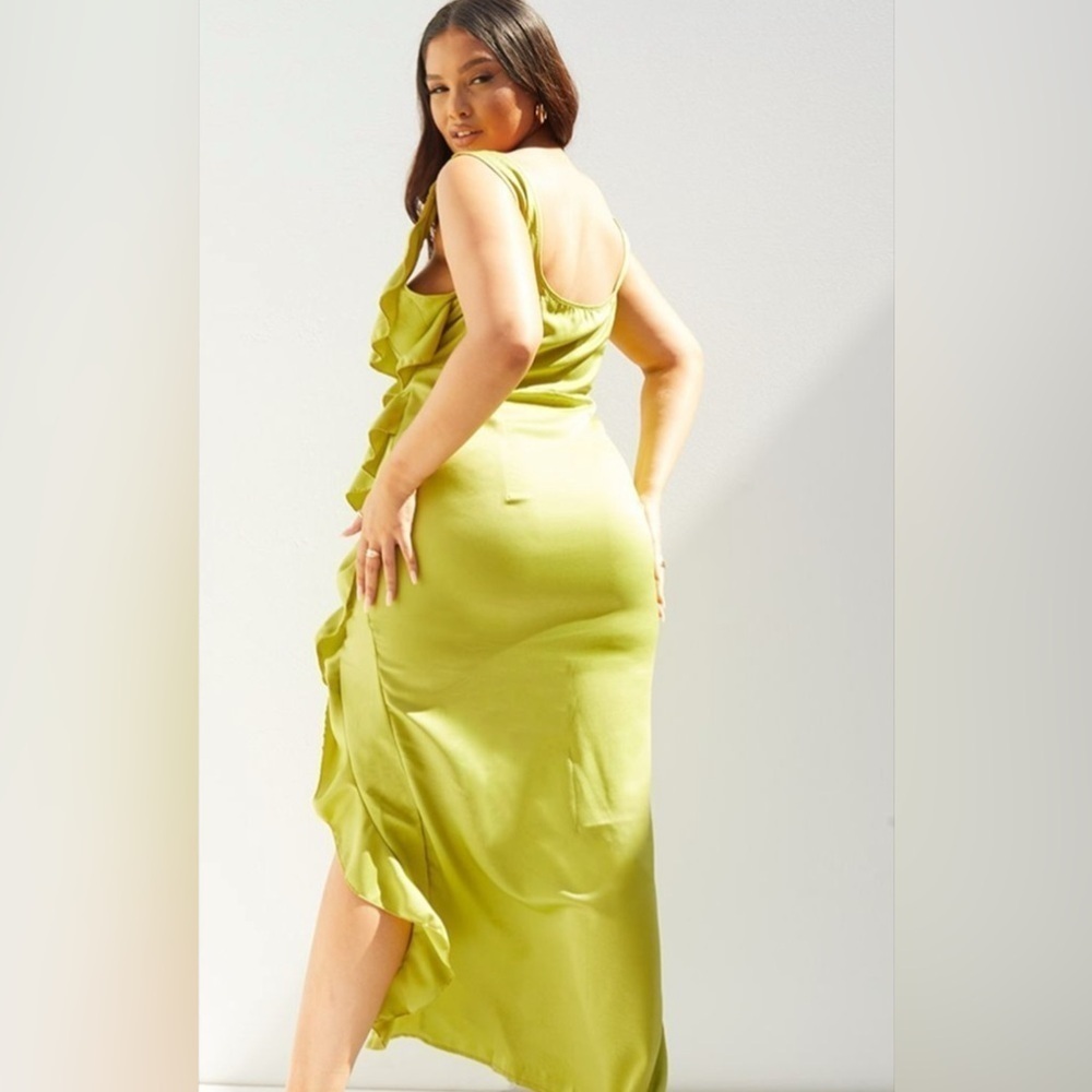 Satin Frill Maxi Ruffle Dress - Picture 3 of 3